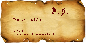 Müncz Jolán névjegykártya